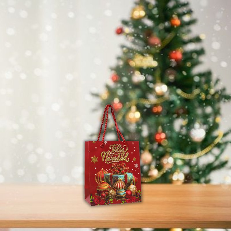 BOLSA DE REGALO NAVIDEÑA EXTRA PEQUEÑA 14X16X7CM