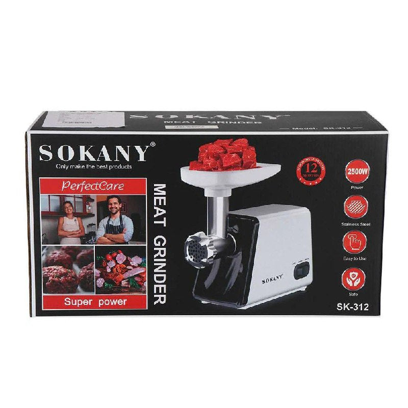 MAQUINA PICADORA DE CARNE 2500W DE ACERO INOXIDABLE SK-312 SOKANY