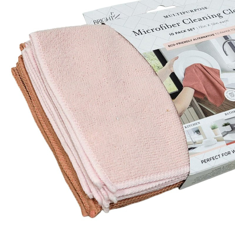 TRAPO DE MICROFIBRA MULTIUSOS EN PAQUETE DE 10 PIEZAS BRIGHT DAY 30X30CM