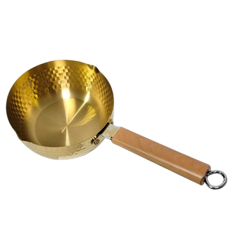 SARTEN JAPONES ANTIADHERENTE, CACEROLA SIN TAPA, MANGO DE MADERA CALIDO ANTIDESLIZANTE, DOBLE BOCA 18CM