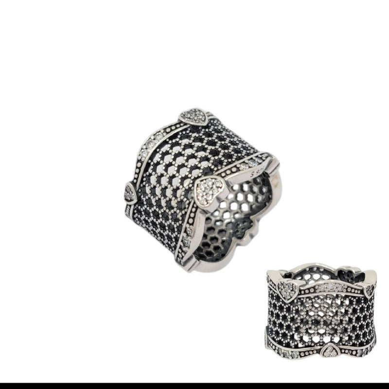 PANI917 FORMA MALLA Y CORAZONES PLATA 9.25