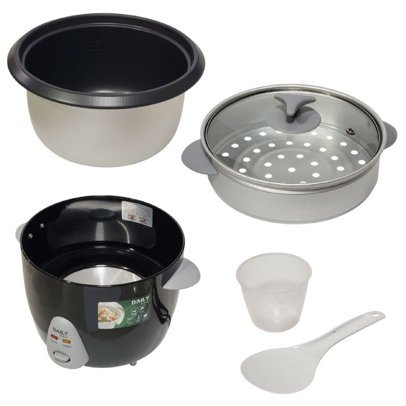 OLLA DE COCINA ARROCERA DE 1.8L DE CAPACIDAD Y SISTEMA DE VAPORIZADOR INTEGRADO, ANTIADHERENTE, INDICADOR, APAGADO AUTOMATICO DAILY U.S.A DL-180R