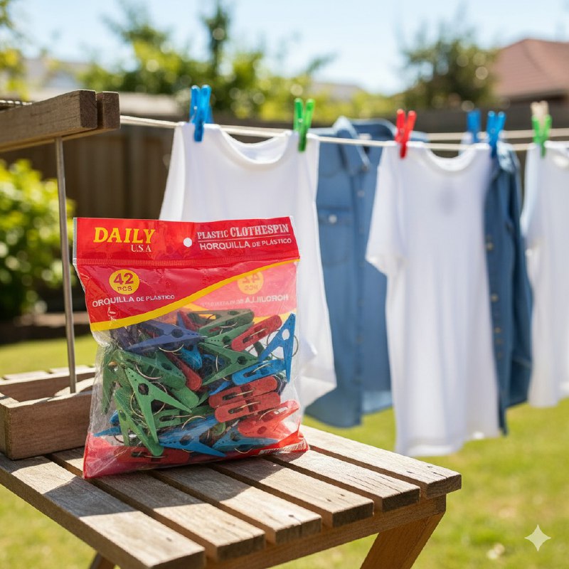 GANCHOS DE ROPA PLASTICOS PARA COLGAR ROPA DAILY USA PAQUETE DE 42UND