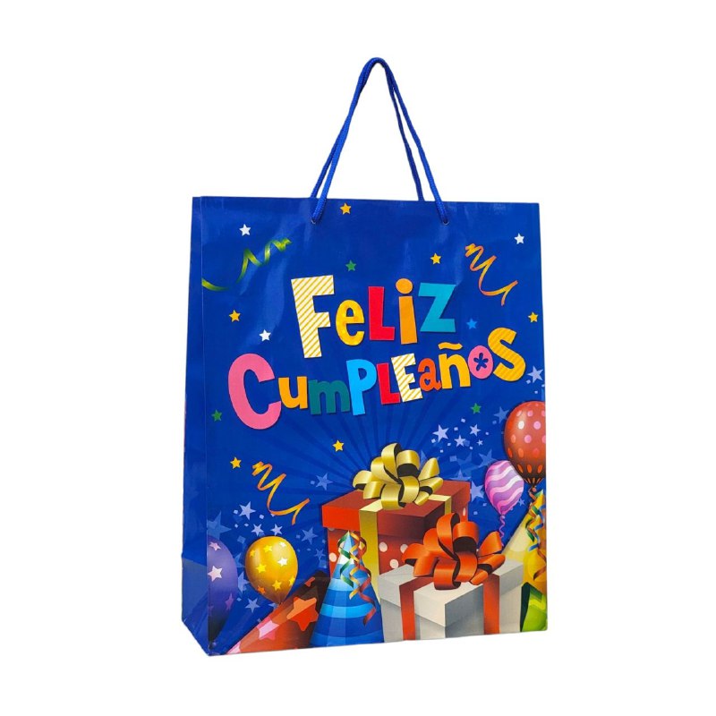 BOLSA DE REGALO FELIZ CUMPLEAÑOS MEDIANA 26X32X10CM