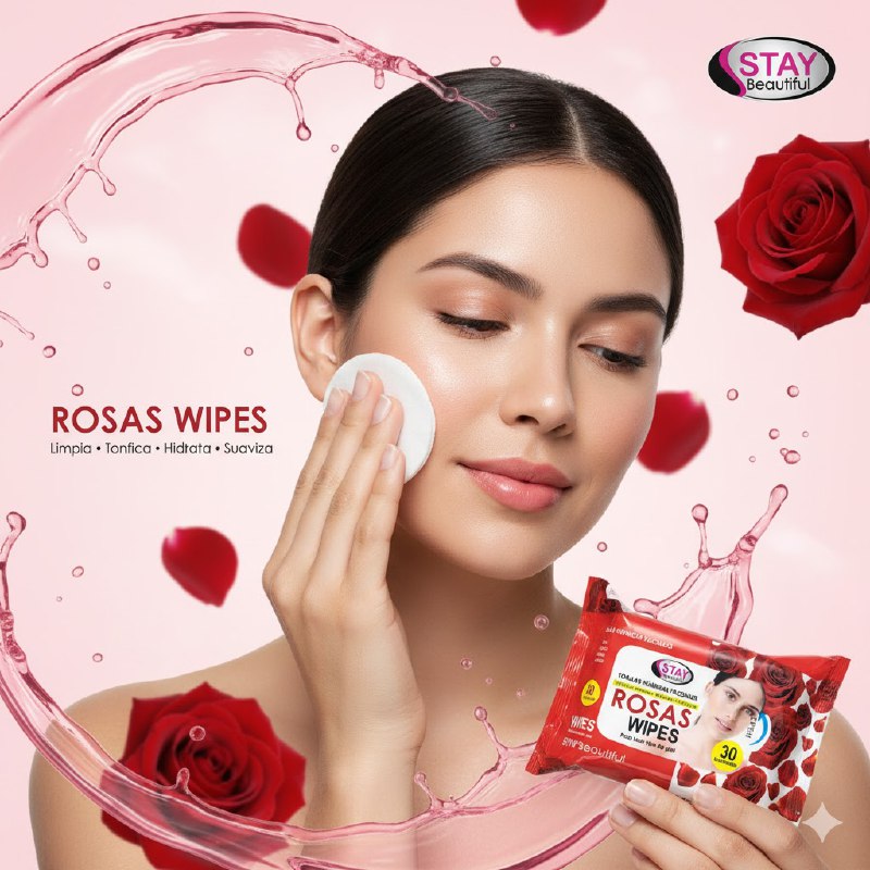 TOALLITAS HUMEDAS FACIALES DE ROSA HIDRATANTES STAY BEAUTIFUL 30UND