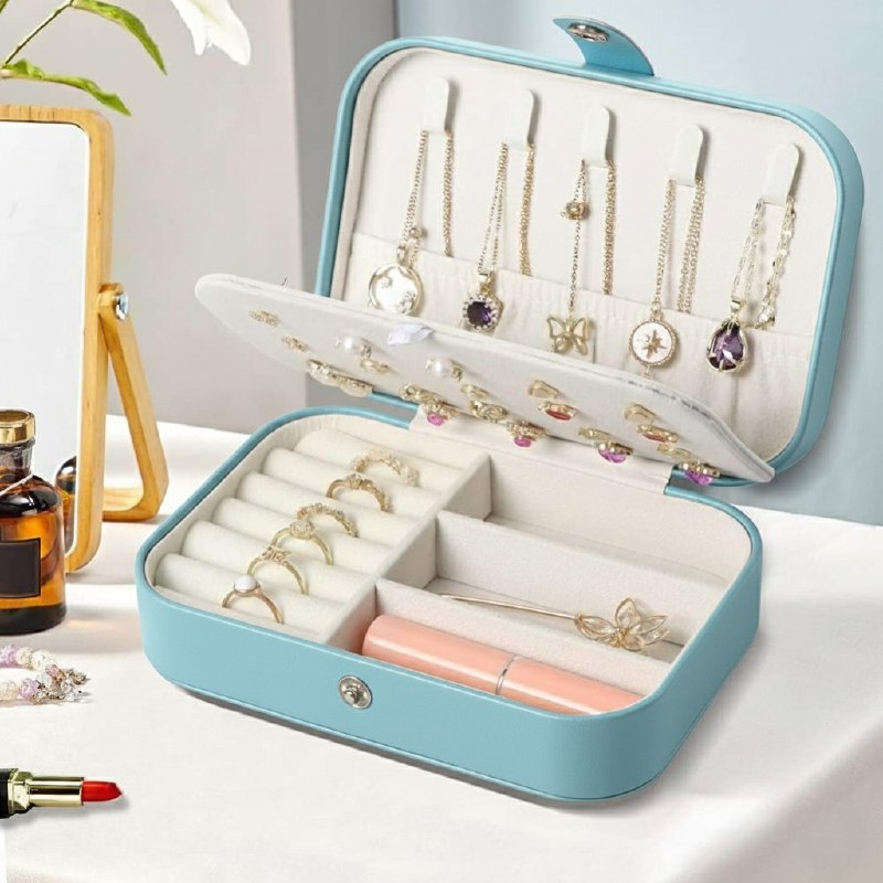 ORGANIZADOR JOYERO SEGURO Y ELEGANTE COMPACTO, 4 COLORES