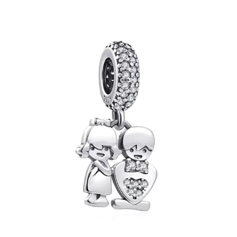 PCHARM3067 FORMA PAR DE HERMANOS PANDORA PLATA 9.25