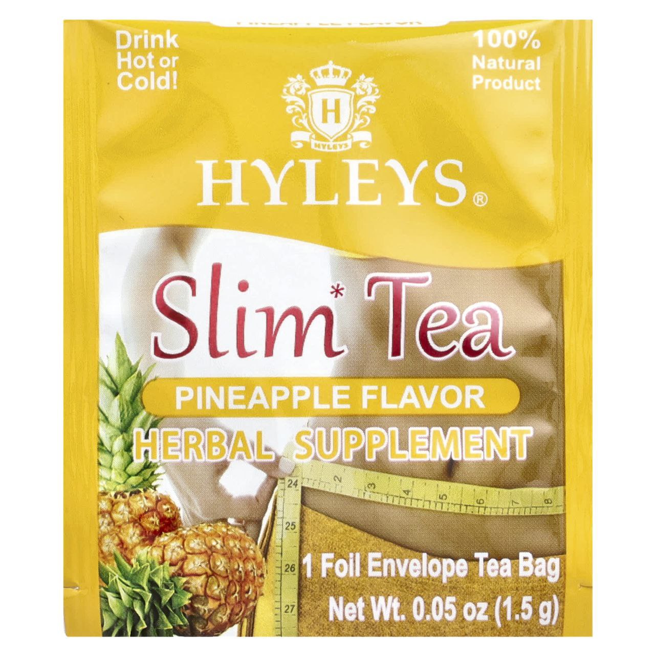 SUPLEMENTO HERBAL TE ADELGAZANTE SABOR PIÑA HYLEYS SLIM TEA 50UND