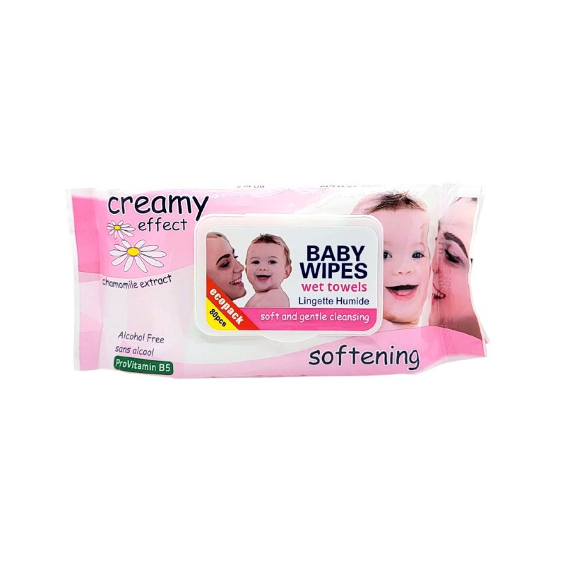 TOALLITAS HUMEDAS PARA BEBE CON EXTRACTO DE MANZANILLA SIN ALCOHOL CREAMY EFFECT 80UND