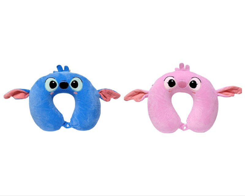 COLLARIN FOAM ALMOHADA PARA CUELLO EN FORMA DE U DE ESPUMA VISCOELASTICA CON FUNDA DE FELPA EXTRAIBLE Y LAVABLE, Y CIERRE DE CUELLO, PARA VIAJES O DORMIR 2 DISEÑOS LILO Y STITCH 10X30X28CM