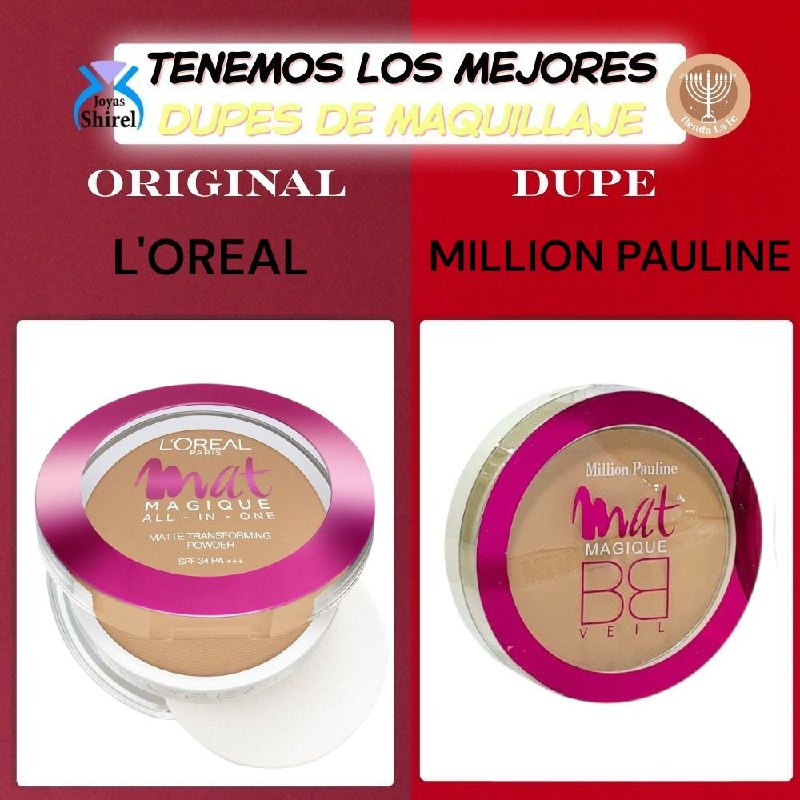 POLVOS DE MAQUILLAJE COMPACTO DE LARGA DURACION, DUPE DE LOREAL, MILLION PAULINE 3 TONOS
