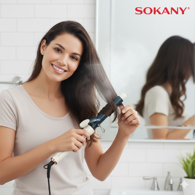 RIZADORA ENCOLOCHADORA DE CABELLO CON NANOTECNOLOGIA DE TITANIO SUAVE SOKANY