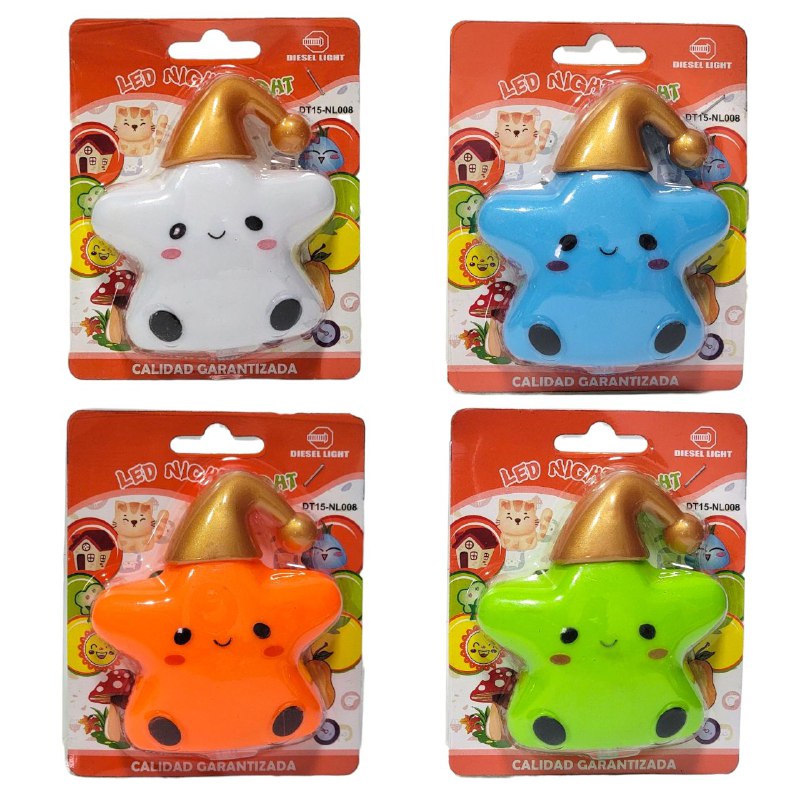 LUZ LED DE NOCHE, TEMATICA DE ESTRELLA PARA NIÑOS, ILUMINACION DE DORMITORIO 3 COLORES LED NIGHT LIGHT, 4 ESTILOS