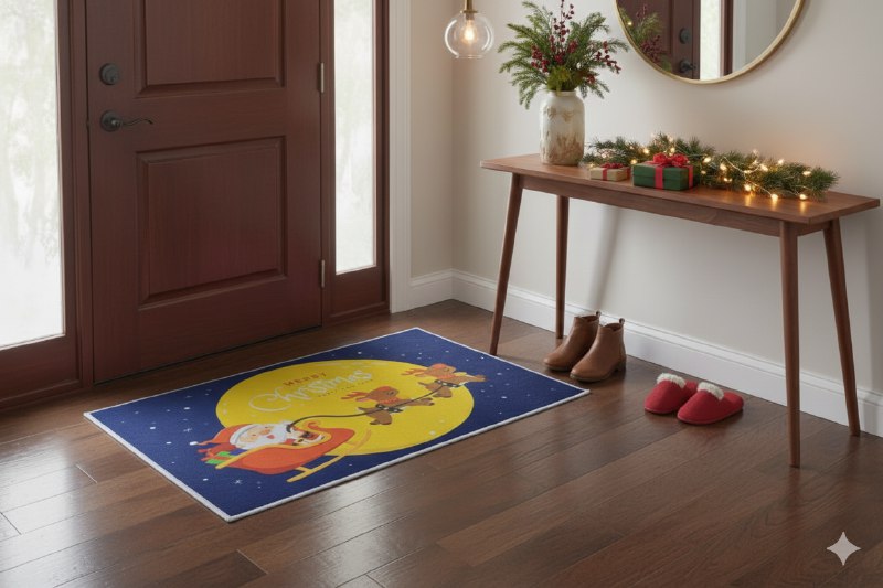 ALFOMBRAS DECORATIVAS NAVIDEÑAS PARA PISO ELEGANTES Y FESTIVAS 50X80CM, CREAN UNA ATMOSFERA MAGICA EN TU ENTRADA, COCINA O PASILLO BENELI HOME 6 ESTILOS