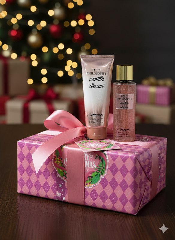SET BODY PHILOSOPHY NAVIDEÑO VAINILLA DE ENSUEÑO SPLASH 250ML, CREMA CORPORAL 236ML (M)