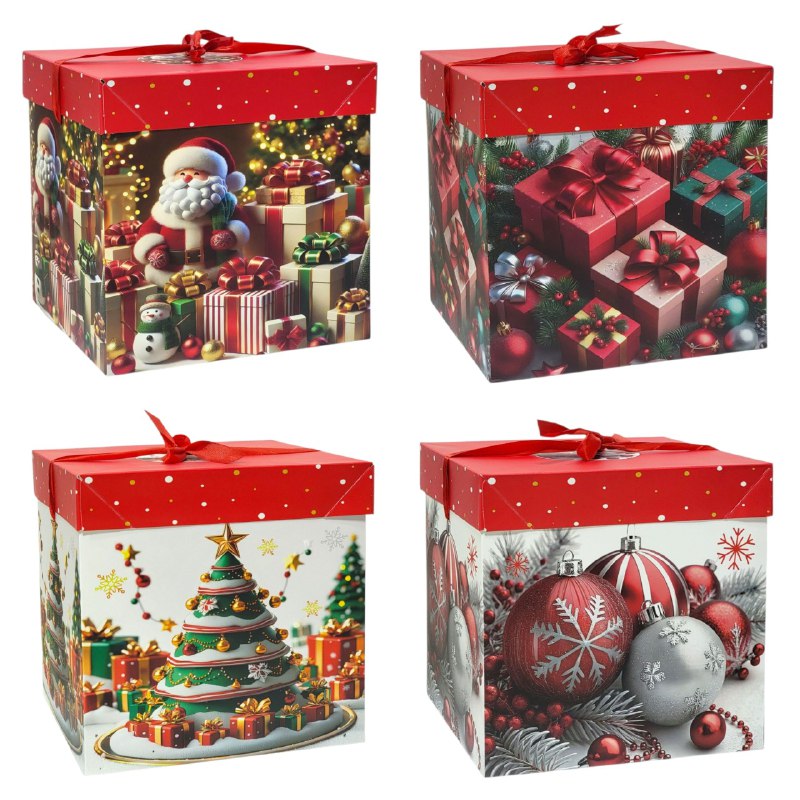 CAJA DE REGALO NAVIDEÑA GRANDE 22X22X22CM