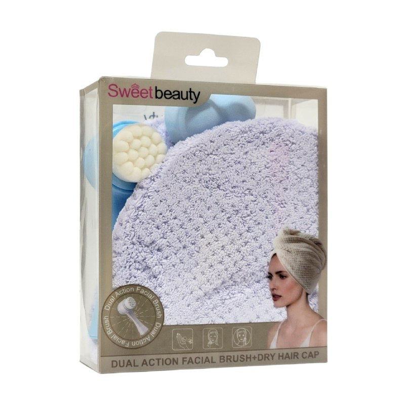 KIT DE CUIDADO PERSONAL, ESPONJA MAQUILLAJE, TOALLA PELO Y CEPILLO FACIAL SWEET BEAUTY