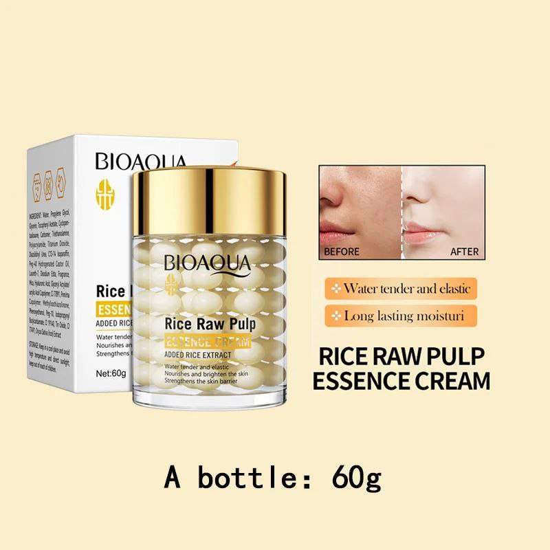 CREMA FACIAL HIDRATANTE E ILUMINADORA CON EXTRACTO DE PULPA CRUDA DE ARROZ BIOAQUA 60G