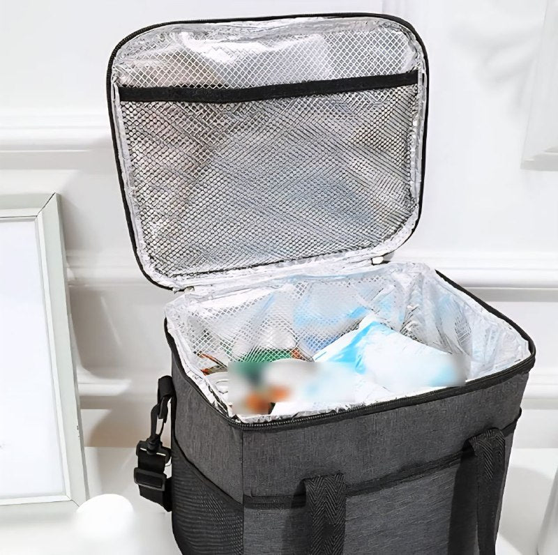 LONCHERA TERMICA DE GRAN CAPACIDAD, FACIL DE TRANSPORTAR, CAPA INTERNA IMPERMEABLE, AISLANTE DE CALOR, FACIL DE LIMPIAR, 3 COLORES 25X25CM