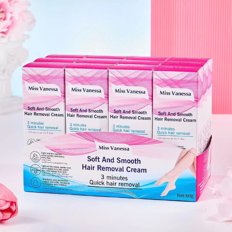 CREMA CORPORAL, DEPILADORA SUAVE Y TERSA, 3 MINUTOS RAPIDA, SEDOSA Y REFRESCANTE NO GRASOSO MISS VANESSA 60G