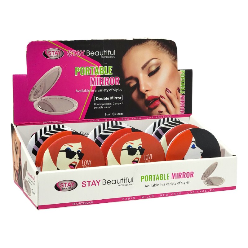 ESPEJO DE MAQUILLAJE PORTATIL COMPACTO STAY BEAUTIFUL 7.5X14CM