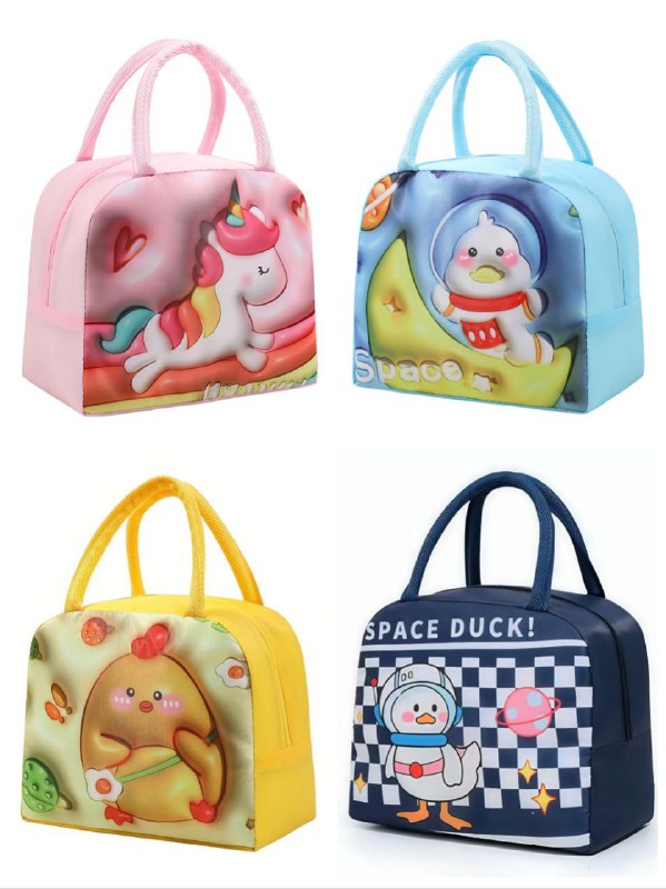 LONCHERA TERMICA PARA NIÑOS, PRACTICA Y DIVERTIDA 4 DISEÑOS 22X19CM