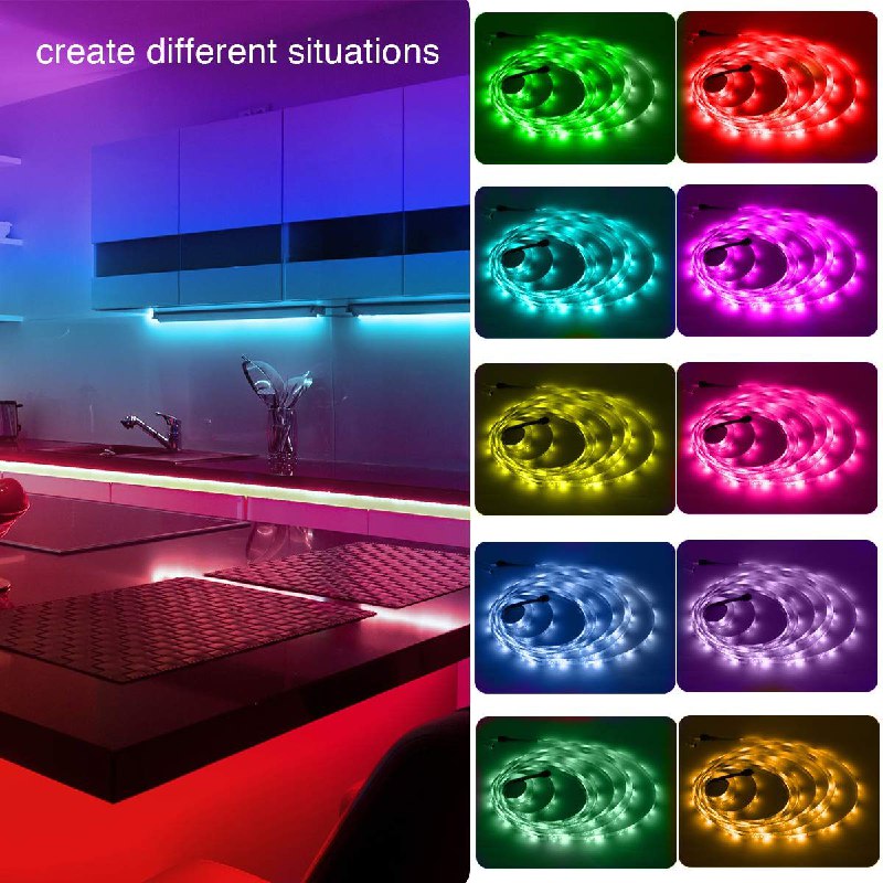 LUCES DECORATIVAS NAVIDEÑAS LUCES LED RGB PARA DECORACION CON CONTROL REMOTO, USB, LED MOOD LIGHTS 5 METROS