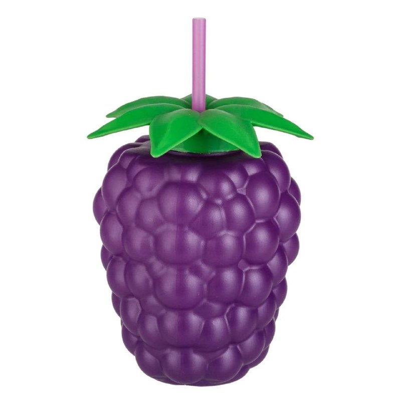 VASO EN FORMA DE UVA DE PLASTICO CON PAJILLA PARA BEBIDAS FRIAS O COCTELES