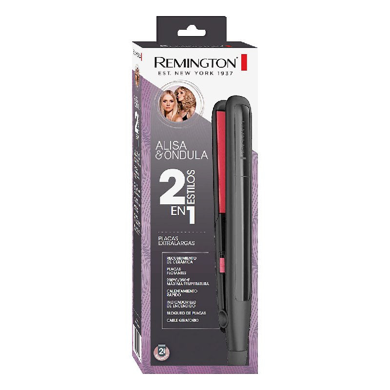 PLANCHA PARA EL CABELLO 2 EN 1 QUE ALISA Y ONDULA DE CERAMICA Y CALENTAMIENTO RAPIDO REMINGTON