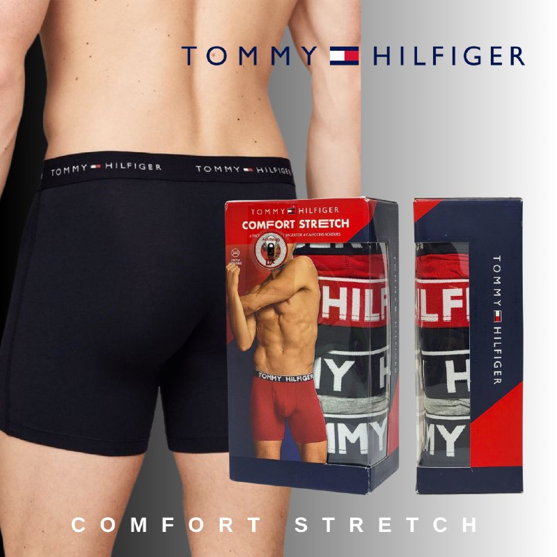 ROPA INTERIOR PARA CABALLERO TOMMY HILFIGER COMFORT STRETCH BOXER BRIEF 4 UNIDADES TALLA LARGE 36-38 (L)