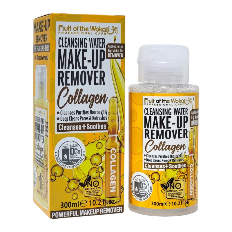 AGUA MICELAR DESMQUILLANTE DE COLAGENO, LIMPIA Y PURIFICA LA PIEL FRUIT OF THE WOKALI 300ML