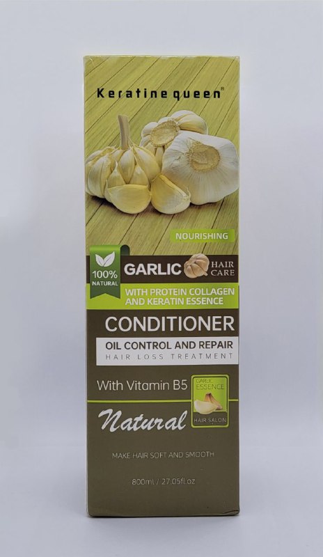 ACONDICIONADOR PARA EL CABELLO DE AJO 800ML CON PROTEINA DE COLAGENO Y ESENCIA DE QUERATINA, CONTROL DE ACEITE Y REPARACION DE CAIDA CON VITAMINA B5 KERATINE QUEEN 800ML
