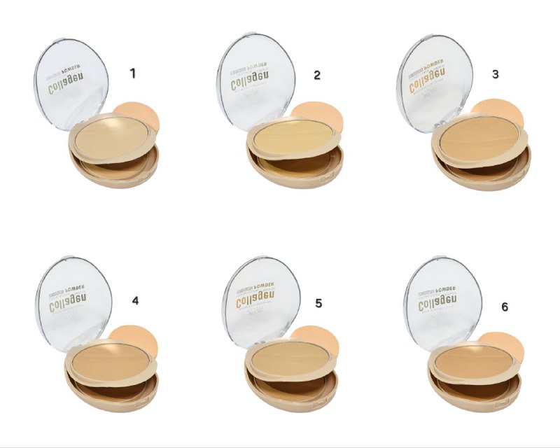 POLVO DE MAQUILLAJE COMPACTO DE COLAGENO NATURAL 30G, OFRECE COBERTURA FUERTE Y CONTROL DE GRASA, TEXTURA HIDRATANTE Y PROTECCION SUAVE Y LISA YH BEJA COSMETICS