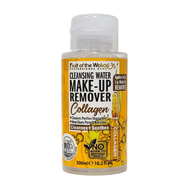 AGUA MICELAR DESMQUILLANTE DE COLAGENO, LIMPIA Y PURIFICA LA PIEL FRUIT OF THE WOKALI 300ML