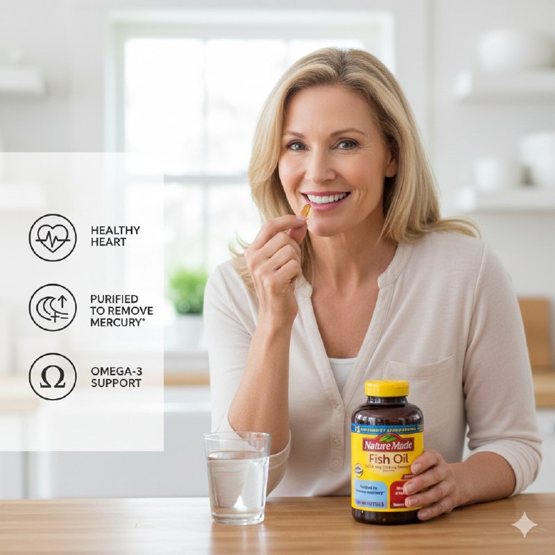 VITAMINAS EN CAPSULAS BLANDAS DE ACEITE DE PESCADO PARA UN CORAZON SALUDABLE NATURE MADE 134UND