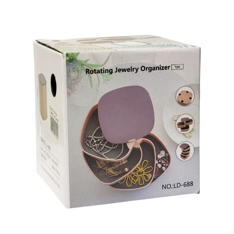 ORGANIZADOR DE JOYAS GIRATORIO COMPACTO Y ELEGANTE 11.2X12.2CM, 3 ESTILOS