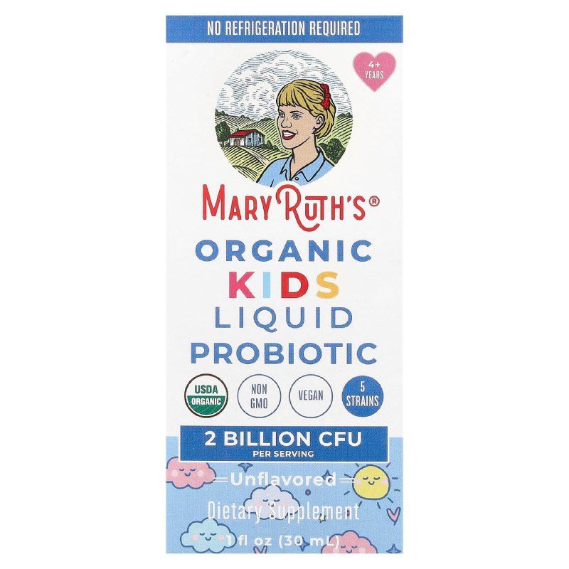 VITAMINAS EN LIQUIDO ORGANICO PARA NIÑOS 4+ PARA SALUD INTESTINAL E INMUNOLOGICA MARY RUTHS 30ML