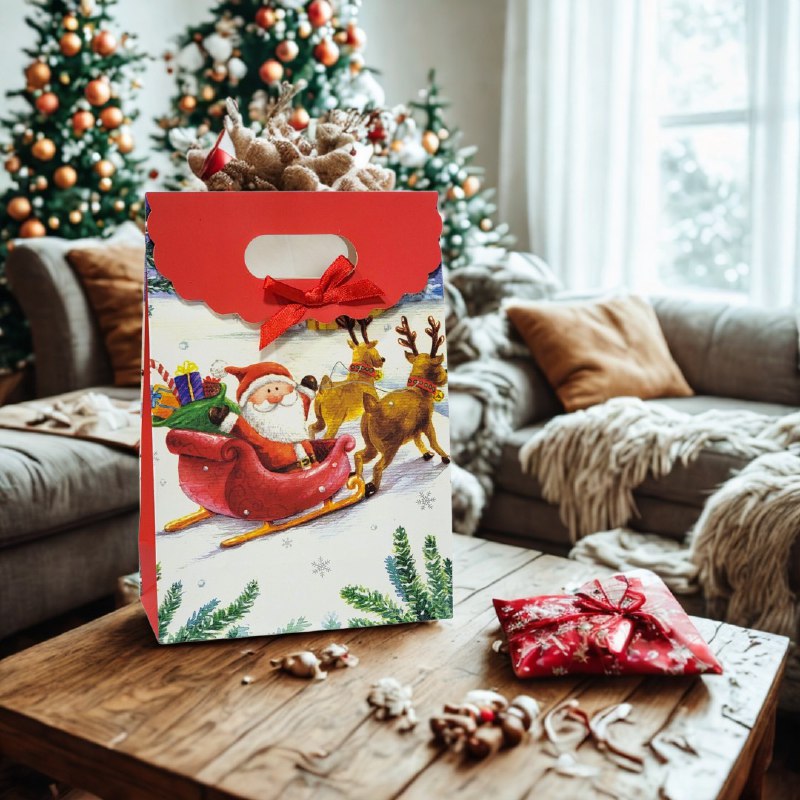 BOLSA DE REGALO NAVIDEÑA MEDIANO 14X21CM