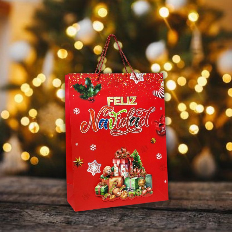 BOLSA DE REGALO NAVIDEÑA GRANDE 30X40X12CM