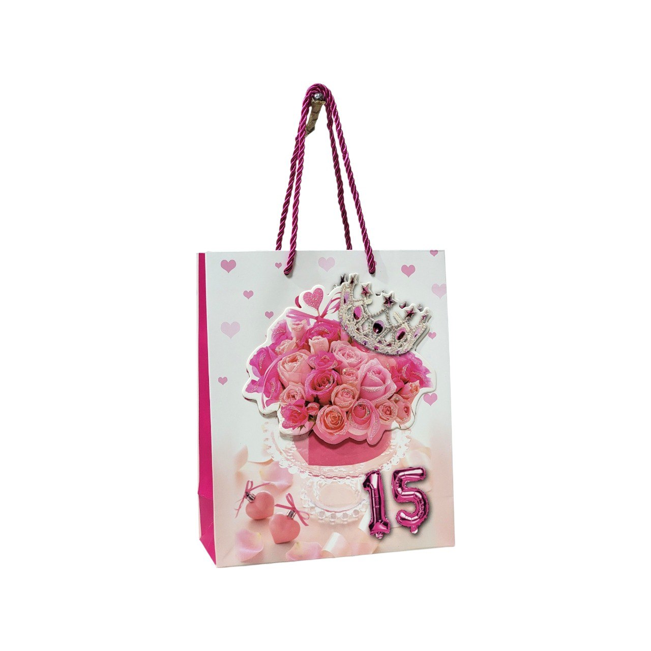 BOLSA DE REGALO PARA 15 AÑOS PEQUEÑA 19X23X8CM