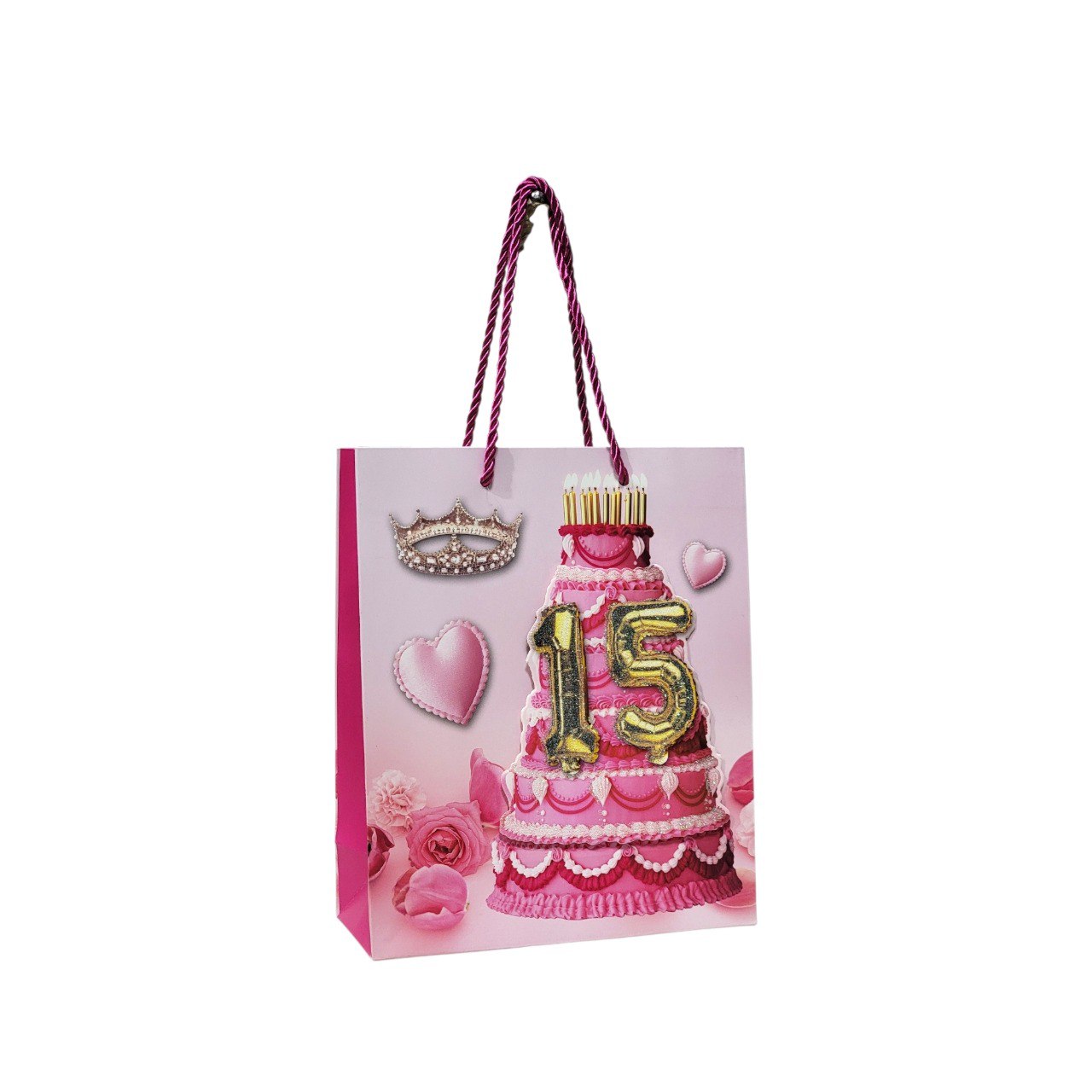 BOLSA DE REGALO PARA 15 AÑOS PEQUEÑA 19X23X8CM