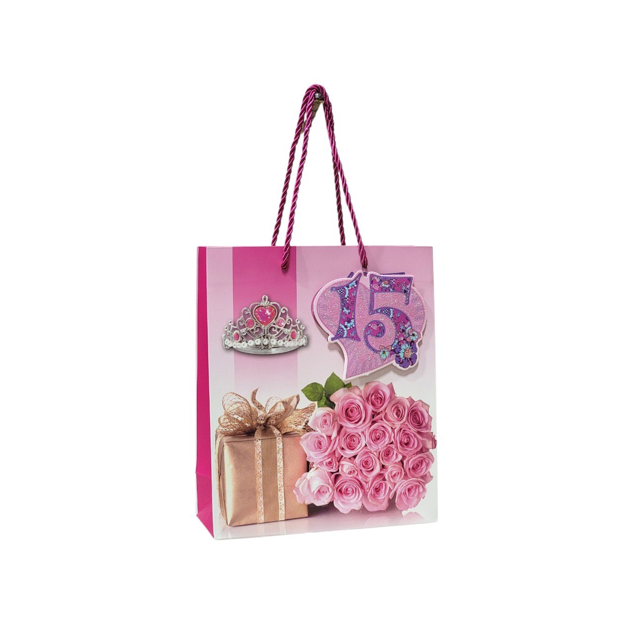 BOLSA DE REGALO PARA 15 AÑOS PEQUEÑA 19X23X8CM