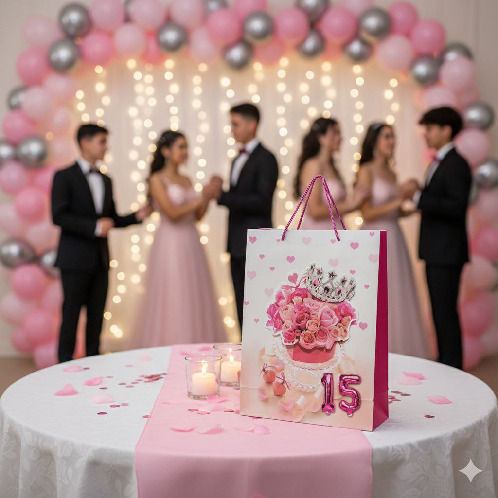 BOLSA DE REGALO PARA 15 AÑOS GRANDE  30X40X12CM