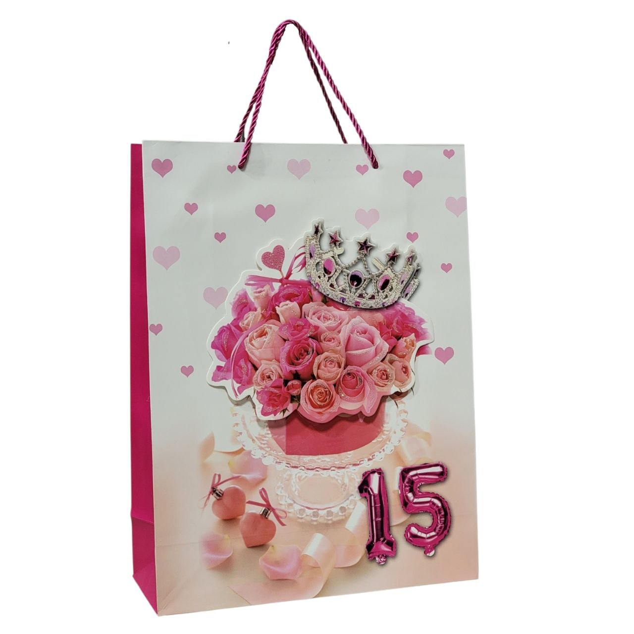 BOLSA DE REGALO PARA 15 AÑOS GRANDE  30X40X12CM