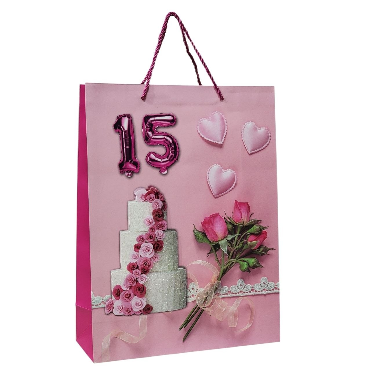 BOLSA DE REGALO PARA 15 AÑOS GRANDE  30X40X12CM