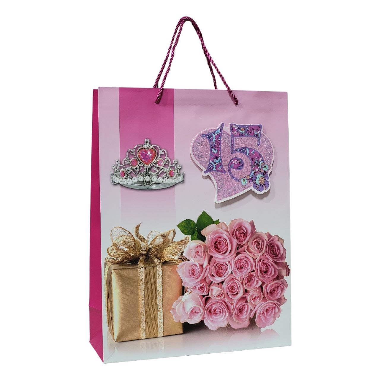 BOLSA DE REGALO PARA 15 AÑOS GRANDE  30X40X12CM