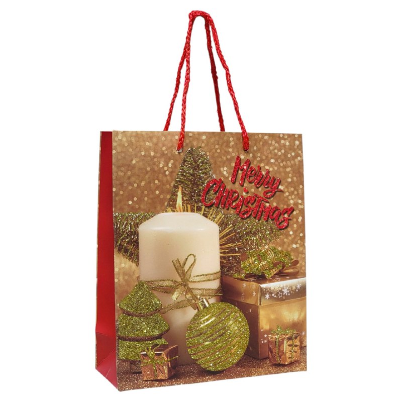 BOLSA DE REGALO NAVIDEÑA PEQUEÑA 19.5X23.5X8CM