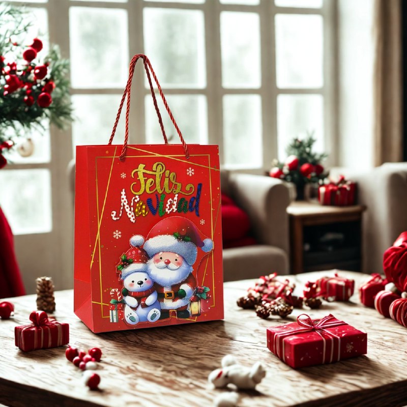 BOLSA DE REGALO NAVIDEÑA PAQUEÑA 18X23X10CM