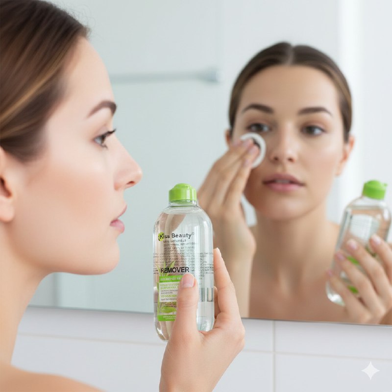 AGUA MICELAR DESMAQUILLANTE SUAVE Y NO IRRITANTE, QUE ELIMINA E HIDRATA LA PIEL KISS BEAUTY 415ML