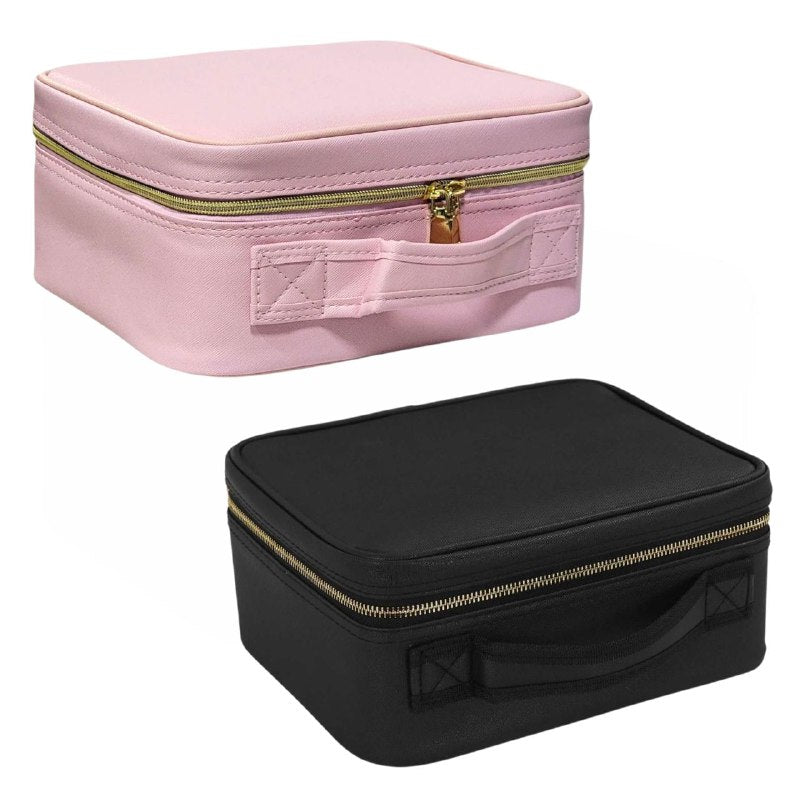 ESTUCHE ORGANIZADOR DE MAQUILLAJE CON ESPEJO LED 3 MODOS DE ILUMINACION, RESISTENTE AL POLVO Y AGUA, CORREA AJUSTABLE, ACCESOIRES BEAUTE COLOR 2 COLORES